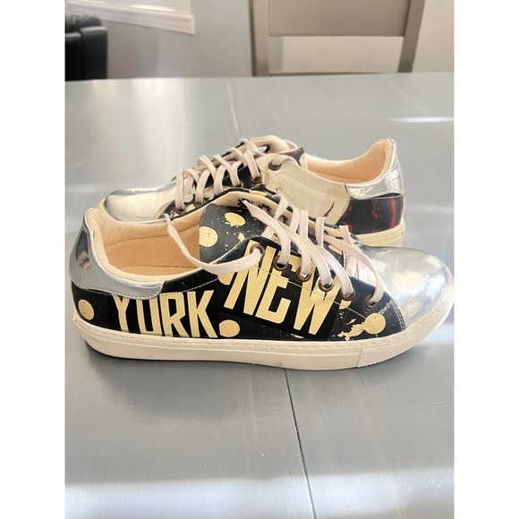 New York Goby womens sneakers Size 39 ( 8 us)  Metallic navy and cream - Picture 6 of 13